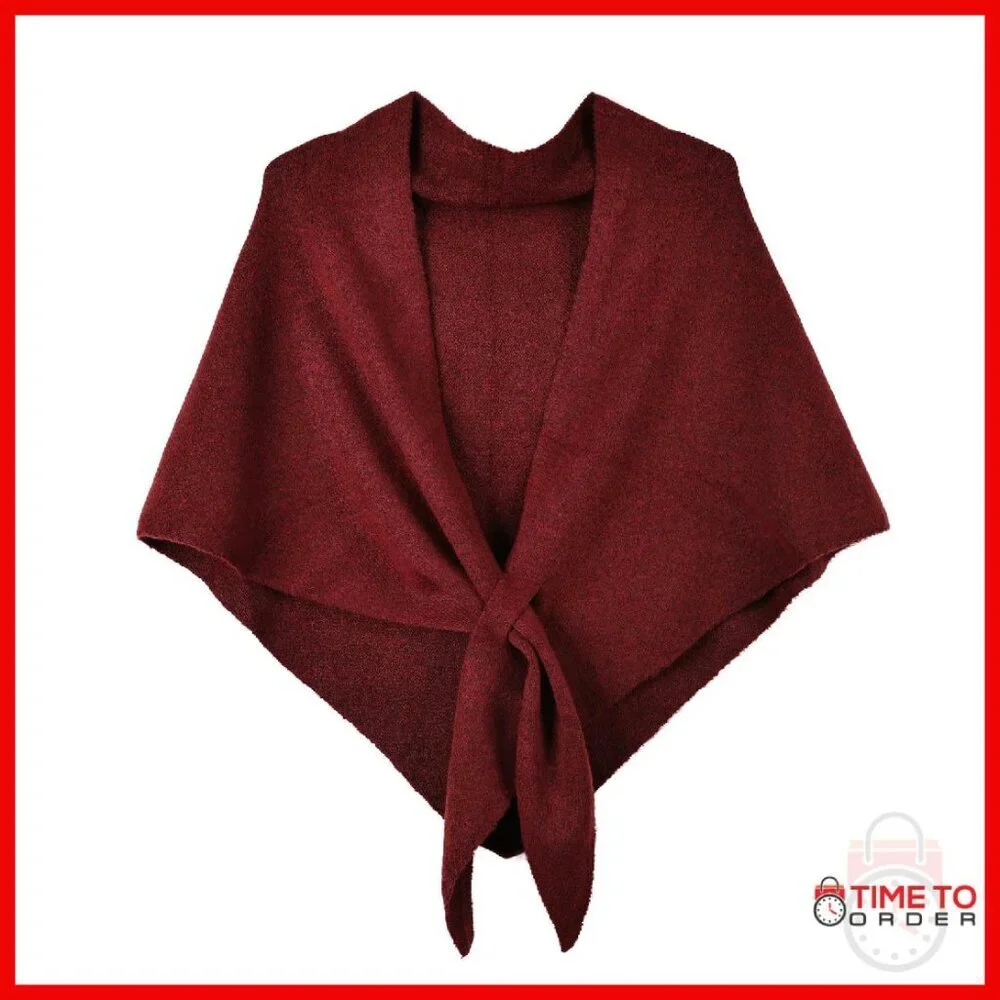 Large Knitted Triangle Shawl Scarf Pashmina Blend Winter Wrap Cape